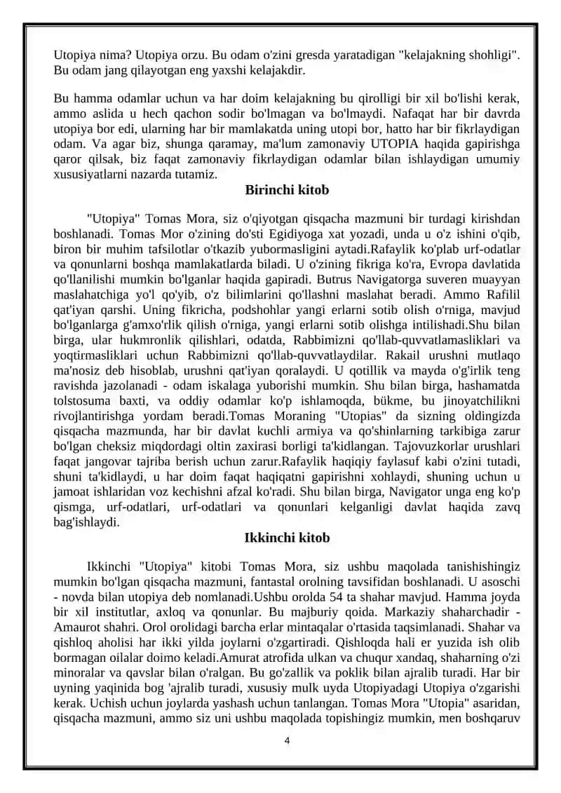 Tomas Mor (Utopiya) va Tommazo Kampanella (Oftob shaxri) asarlaridagi       xayoliy sotsialistik g‘oyalar 4