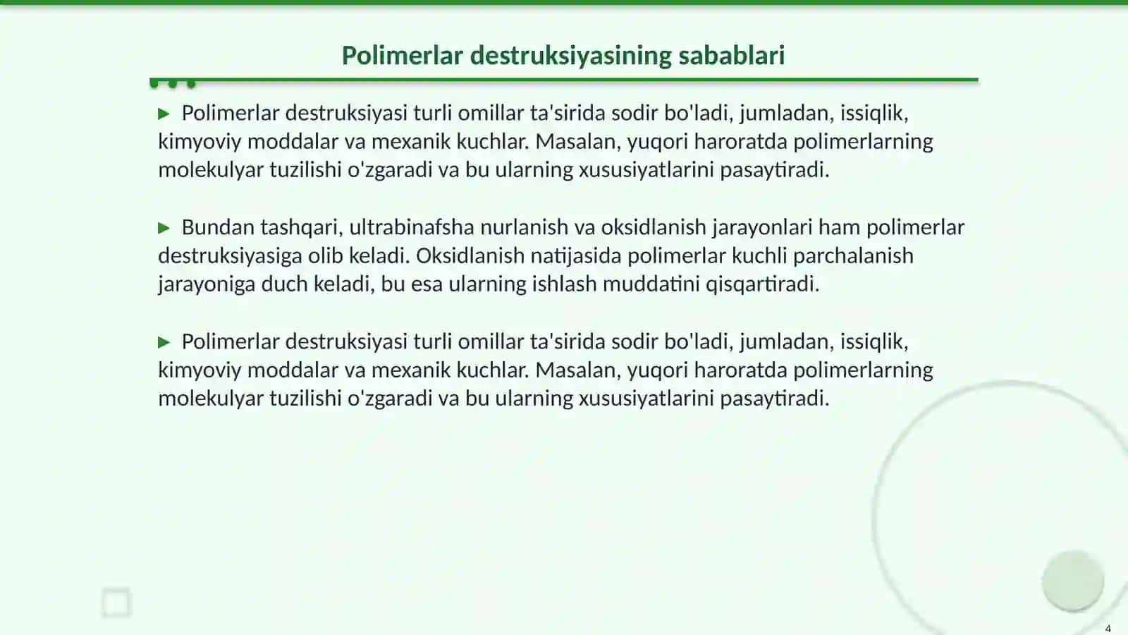 Polimerlar destruksiyasi 4