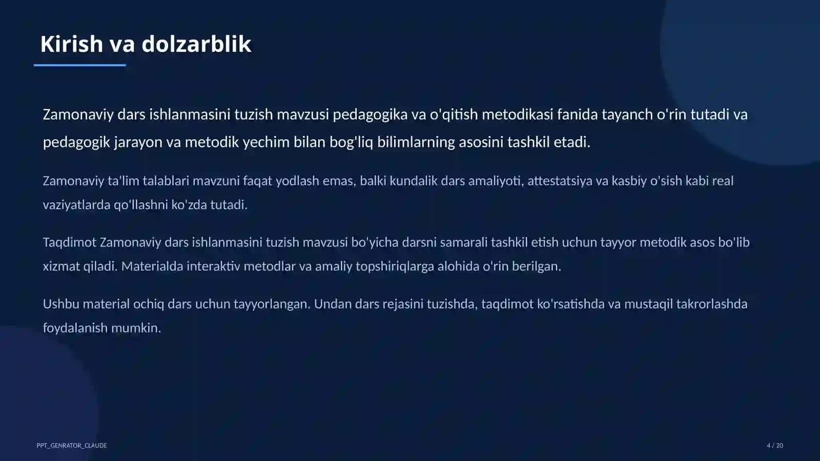 Zamonaviy dars ishlanmasini tuzish 4