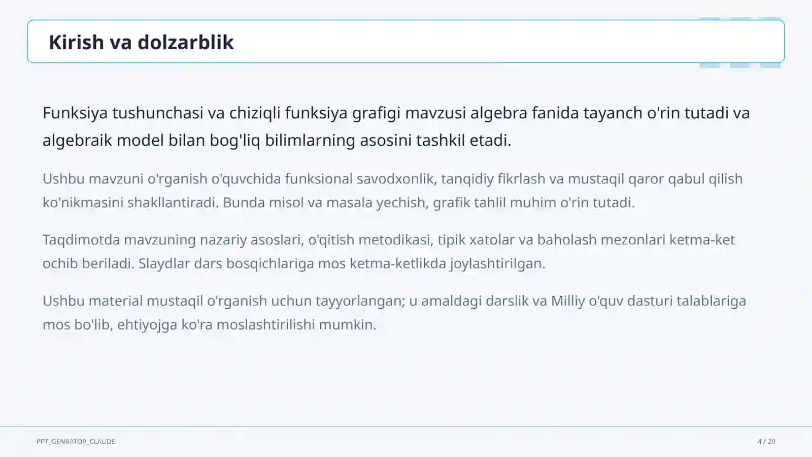 Funksiya tushunchasi va chiziqli funksiya grafigi (7-sinf) 4
