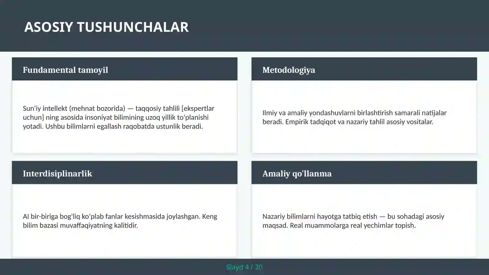 Sun'iy intellekt (mehnat bozorida) — taqqosiy tahlili [ekspertlar uchun] 4