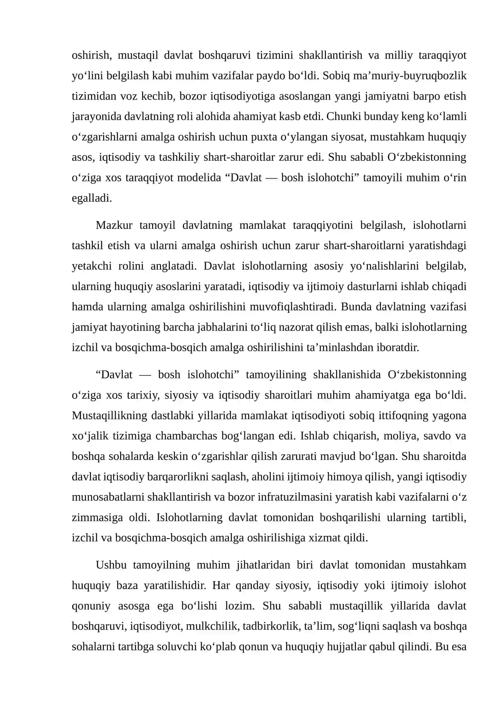 DAVLAT — BOSH ISLOHOTCHI TAMOYILINING MOHIYATI 4