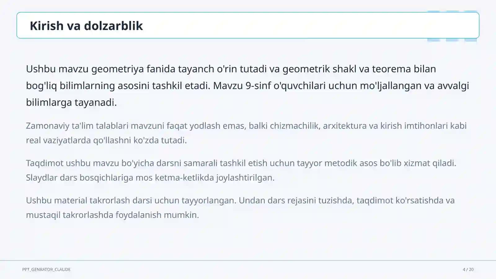 Harakatlar: simmetriya, burish, parallel ko'chirish (9-sinf) 4