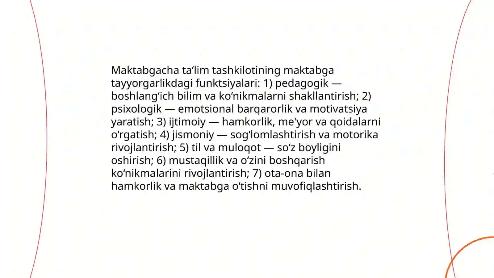 Bolani maktabga tayyorlashda oila va maktabgacha taʼlim tashkilotining oʻrni 4