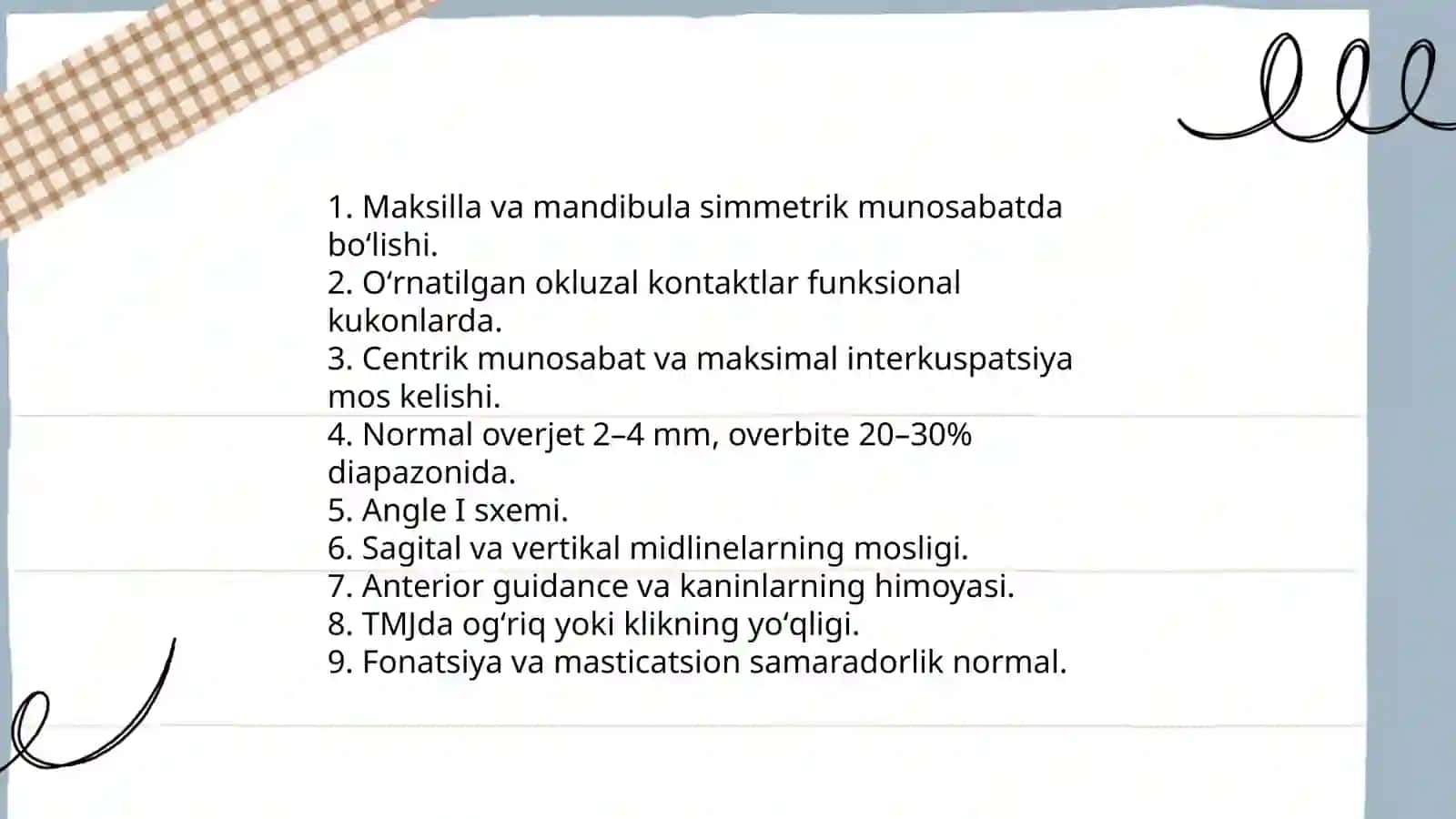 Ortognatik tishlovning taʼrifi va klinik ahamiyati 4