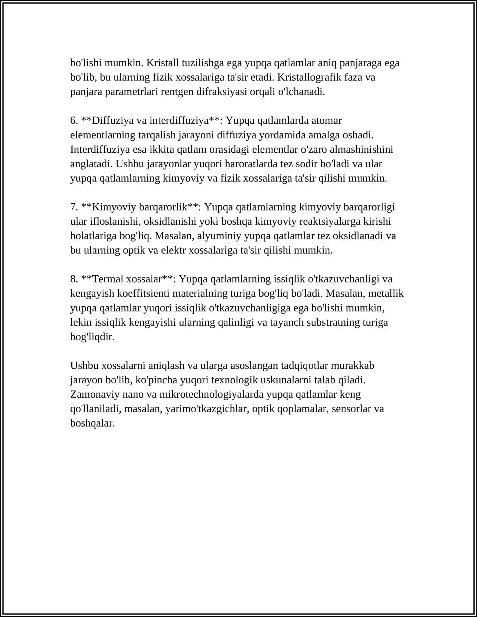 Yupqa Qatlamlarning Tuzilishi va Xossalari 4