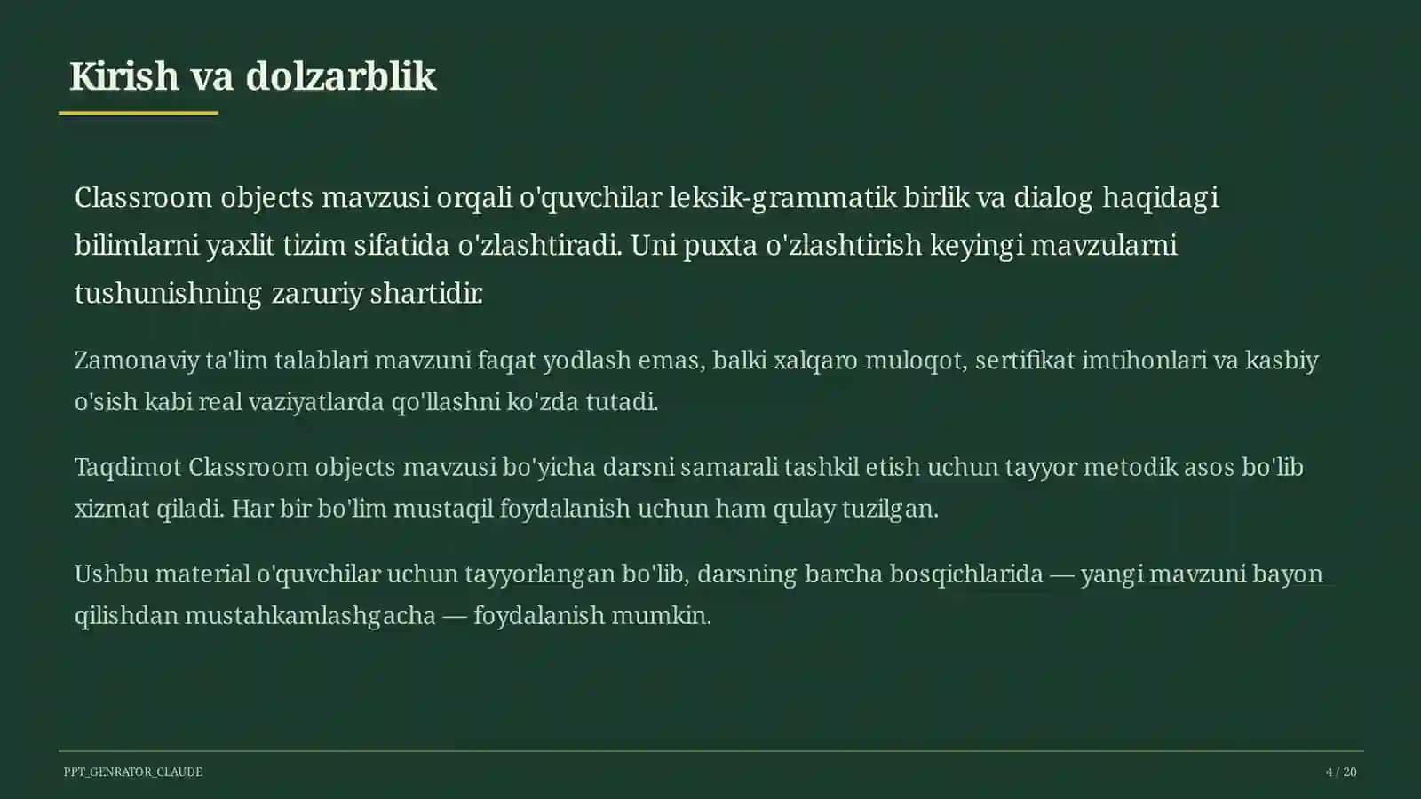 Dars rejasi 4