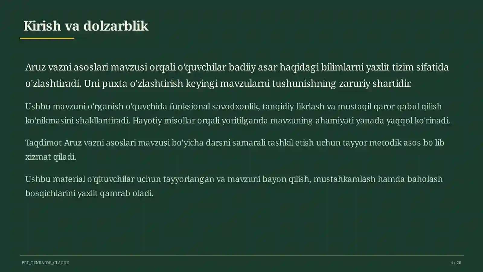 Aruz vazni asoslari (9-sinf) 4