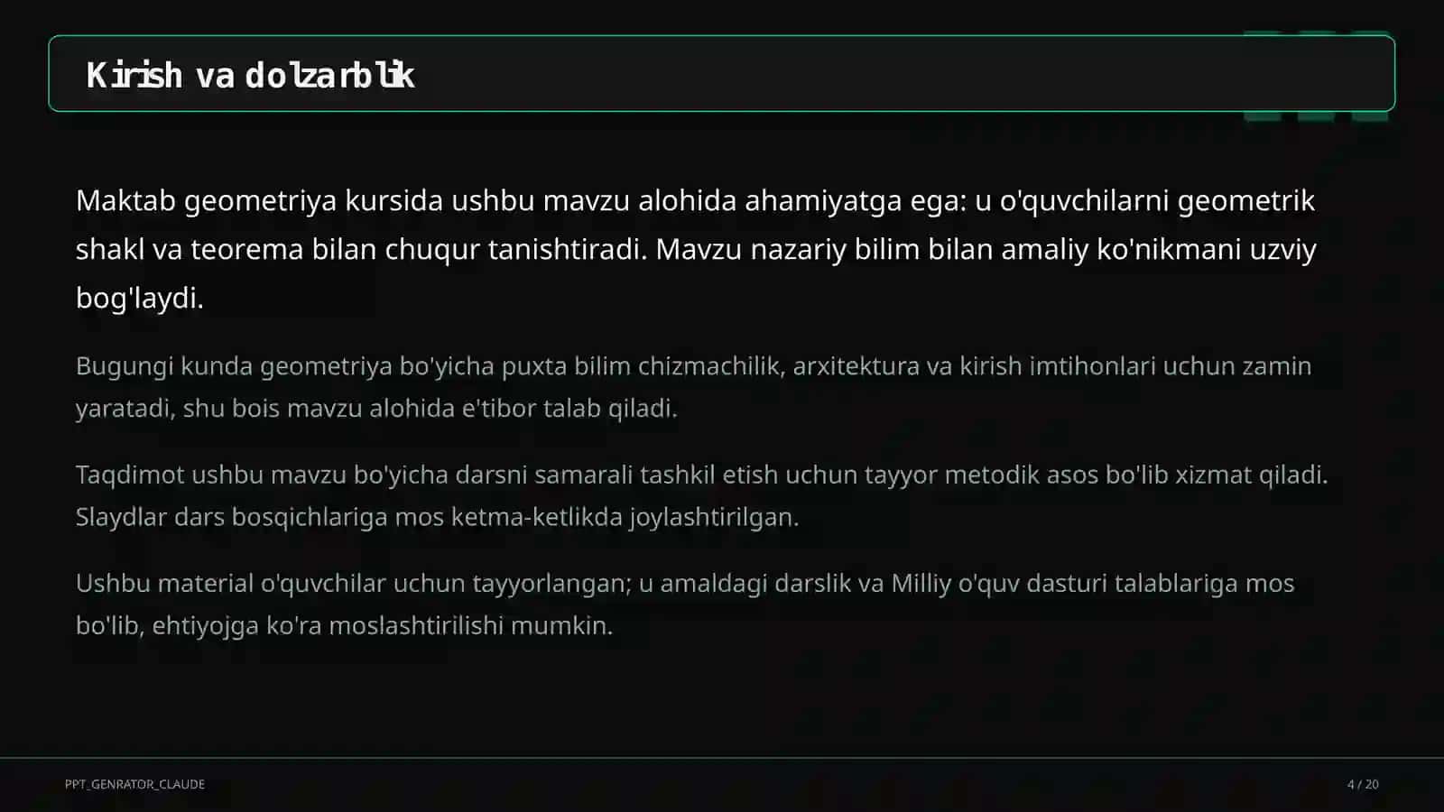 Koordinatalar metodi: to'g'ri chiziq va aylana tenglamalari (9-sinf) 4