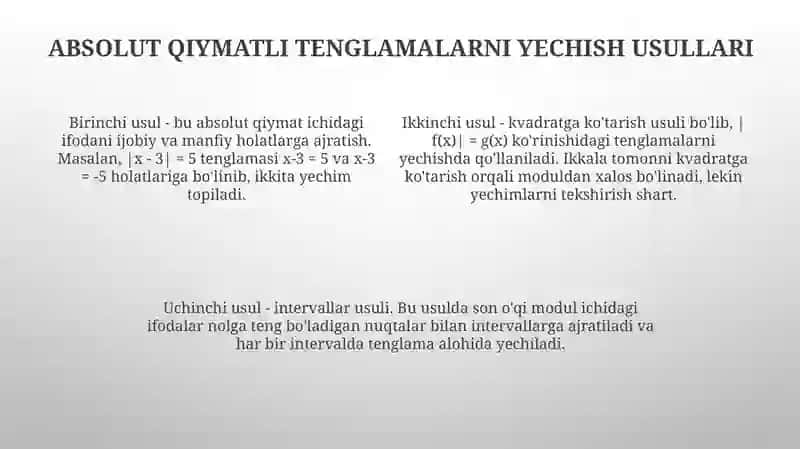Modulli tenglamalar 4