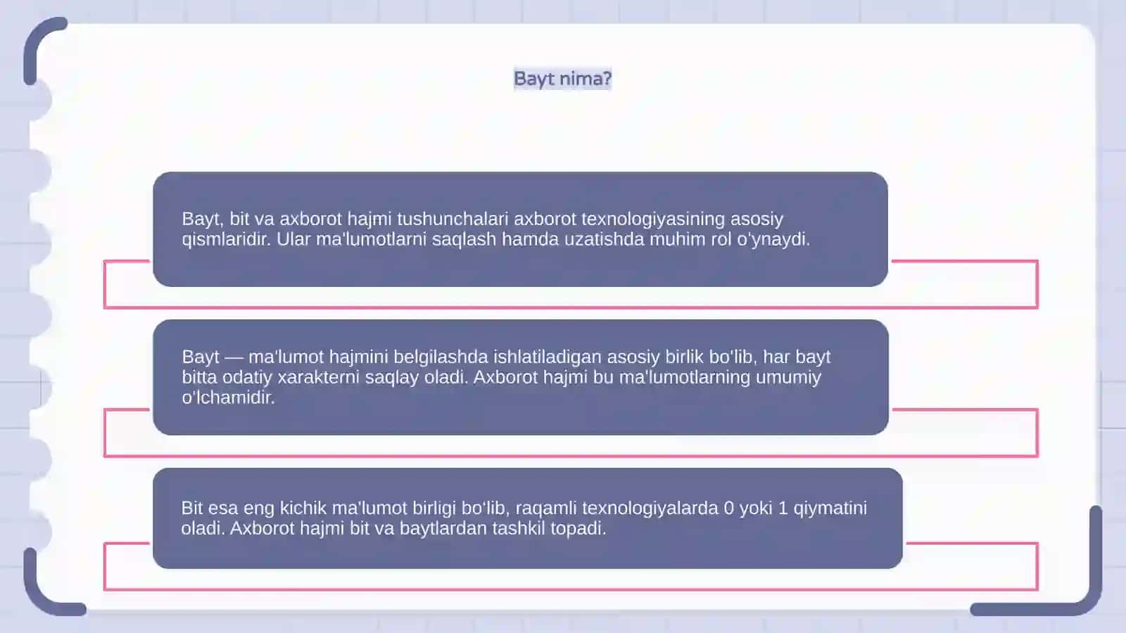 Bit, bayt va axborot hajmi tushunchasi 4