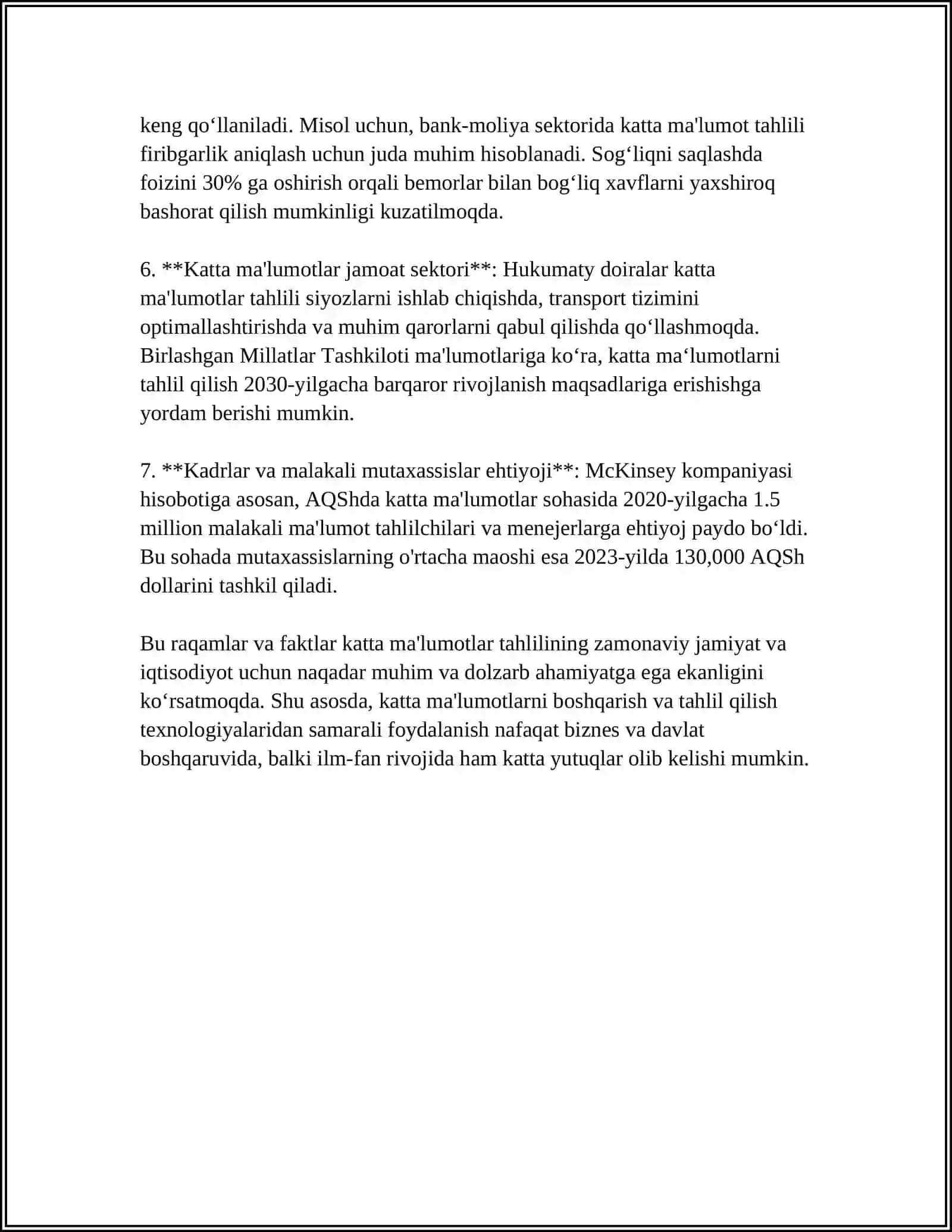BIGDATA ASOSLANGAN RAQAMLI TEXNALOGIYALAR 4