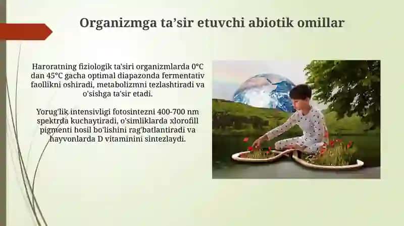 Ekologik omillarning tirik organizmlarga ta'sir etish mexanizmlari 4