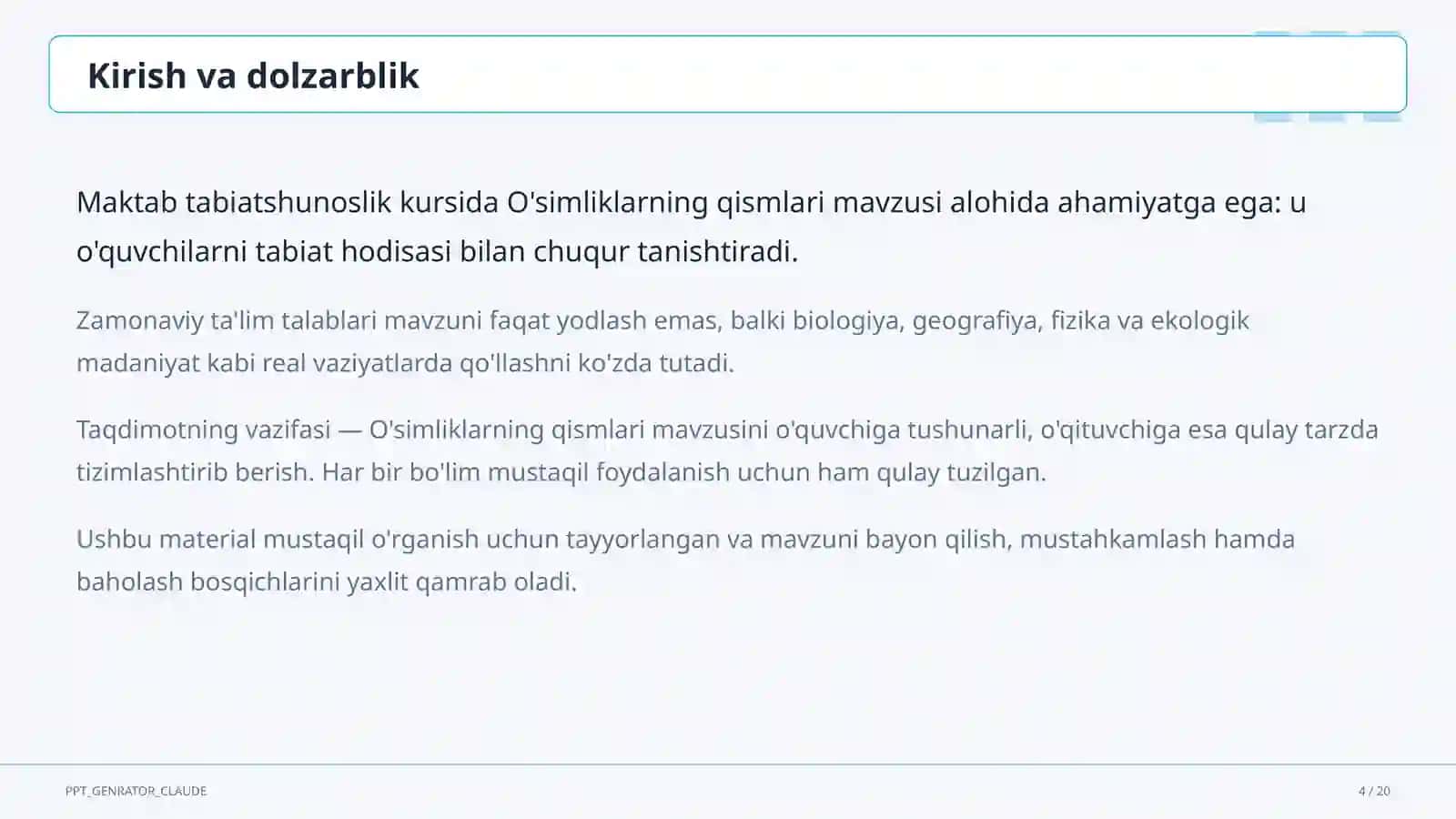 O'simliklarning qismlari (2-sinf) 4