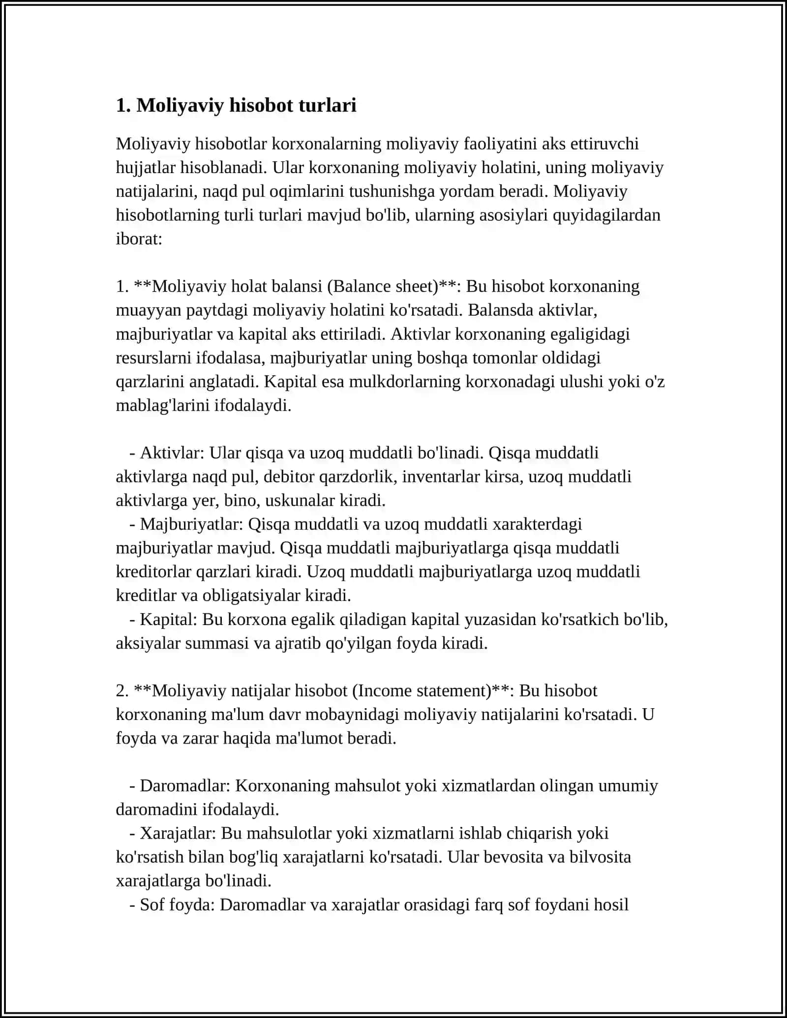 Moliyaviy Hisobot Turlari 4
