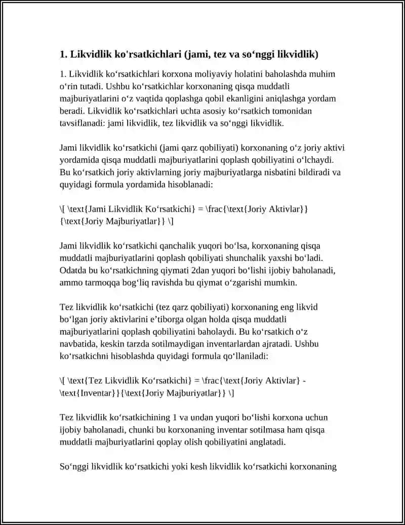 KORXONA MOLIYA-XO’JALIK FAOLIYATI TAHLILI 4
