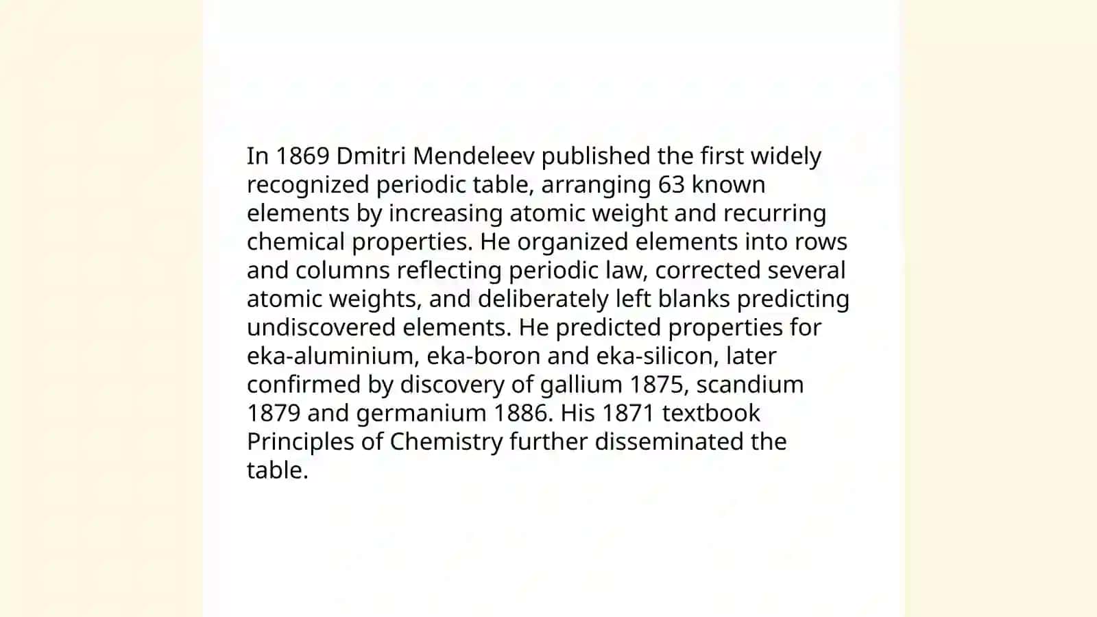 Mendeleev's contribution to chemistry 4