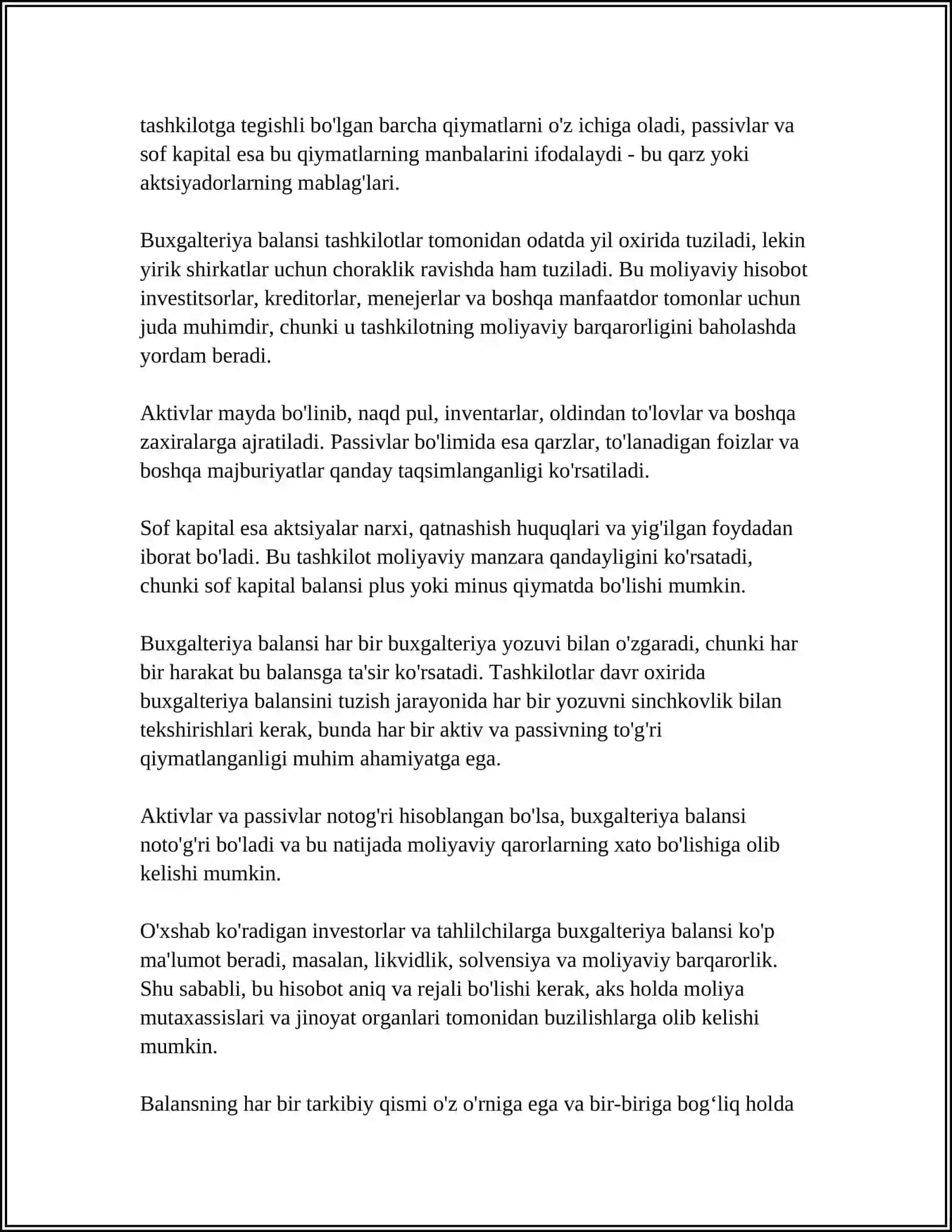 Buxgalteriya balansi va uning tarkibi 4