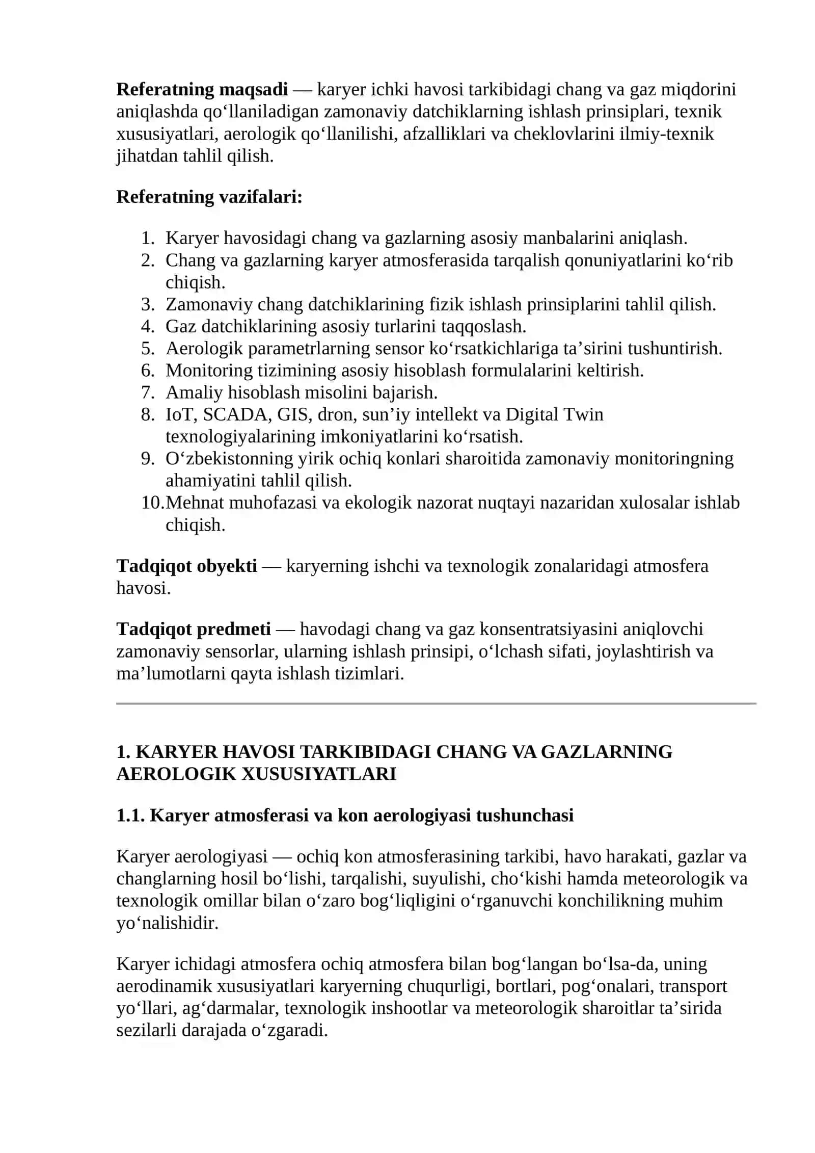 Karyer ichki havosi tarkibidagi chang va gaz miqdorini monitoring qilishning zamonaviy datchiklari 4