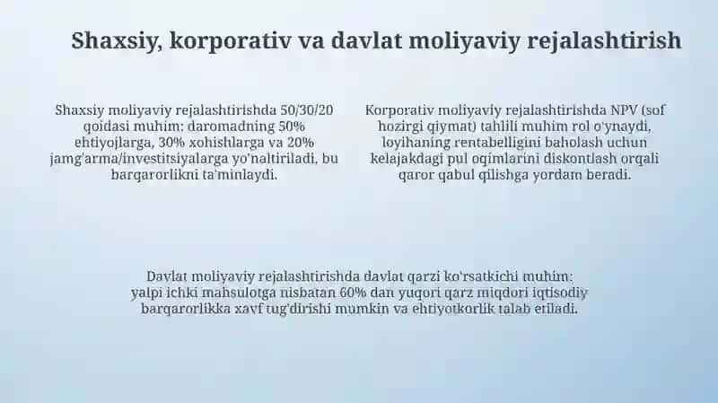 Iqtisodiy liberallashtirish sharoitida moliyaviy rejalashtirishning ahamiyati 4