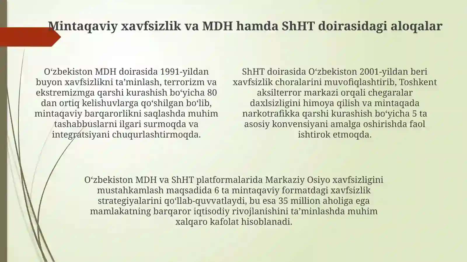 O‘zbekistonning xalqaro tashkilotlar bilan hamkorlik aloqalari 4