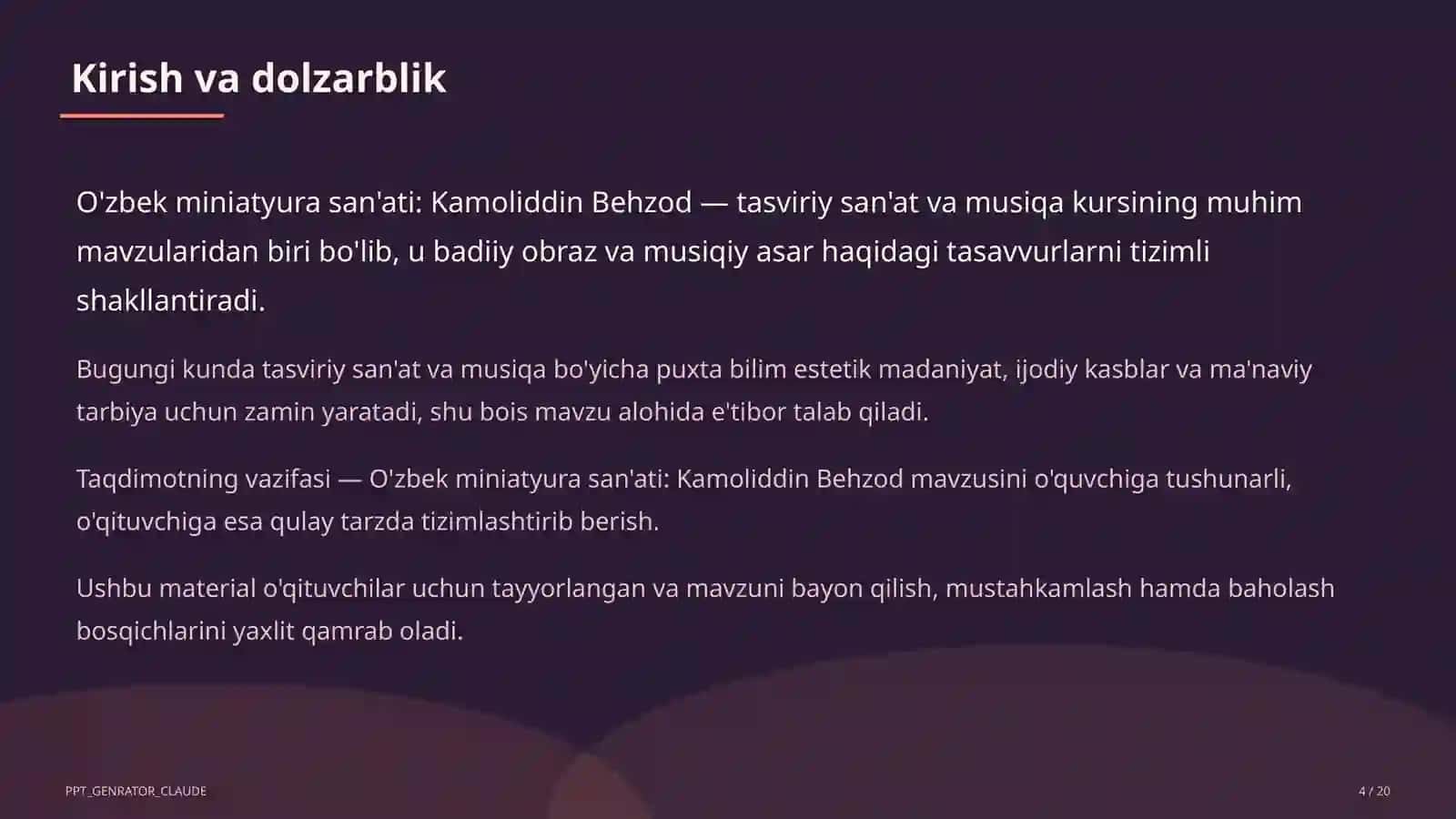 O'zbek miniatyura san'ati: Kamoliddin Behzod (5-sinf) 4