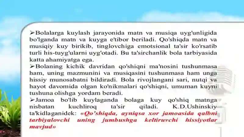 Bolalarni musiqiy qobilyatini rivojlantirish 4