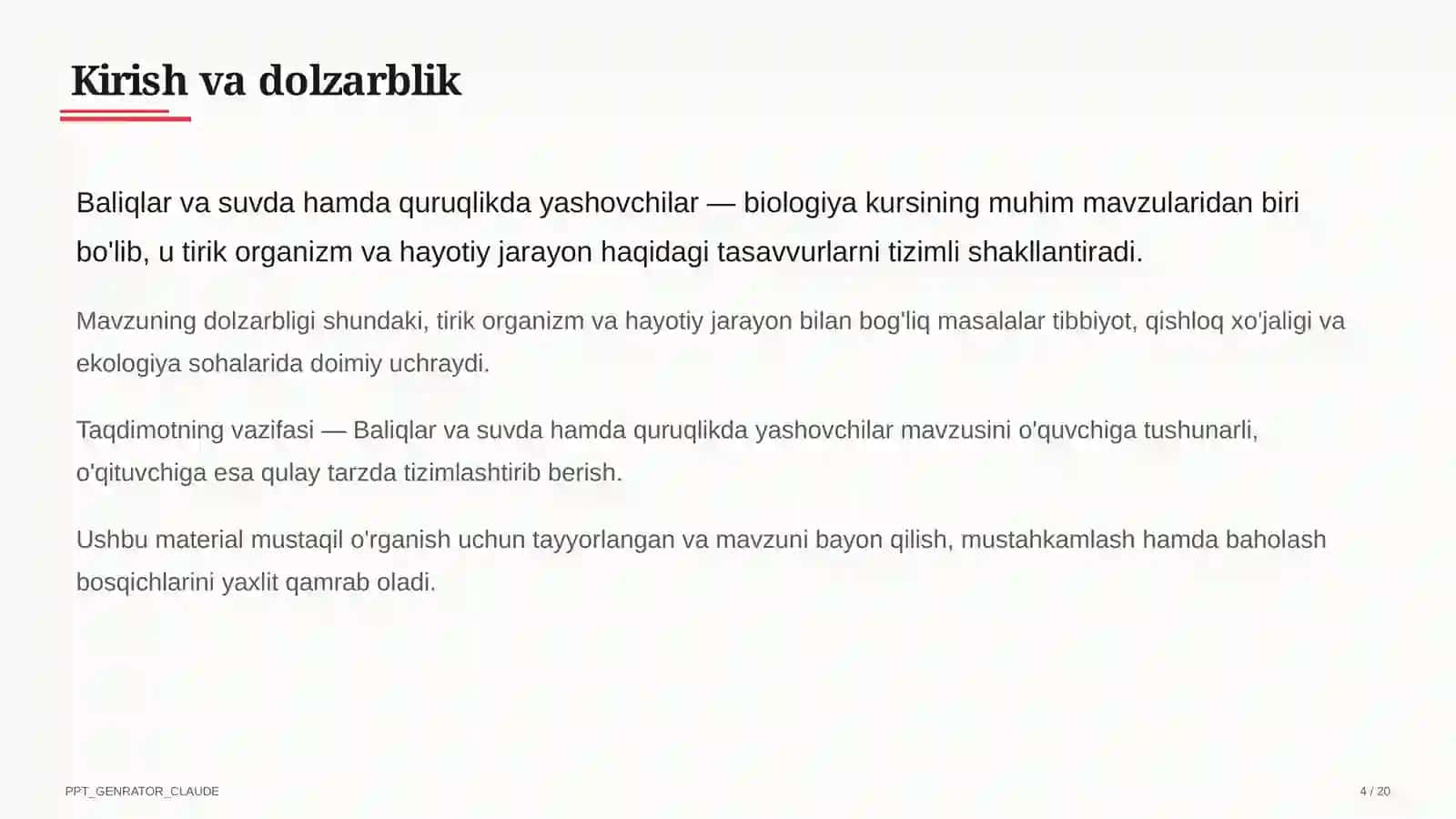 Baliqlar va suvda hamda quruqlikda yashovchilar (7-sinf) 4