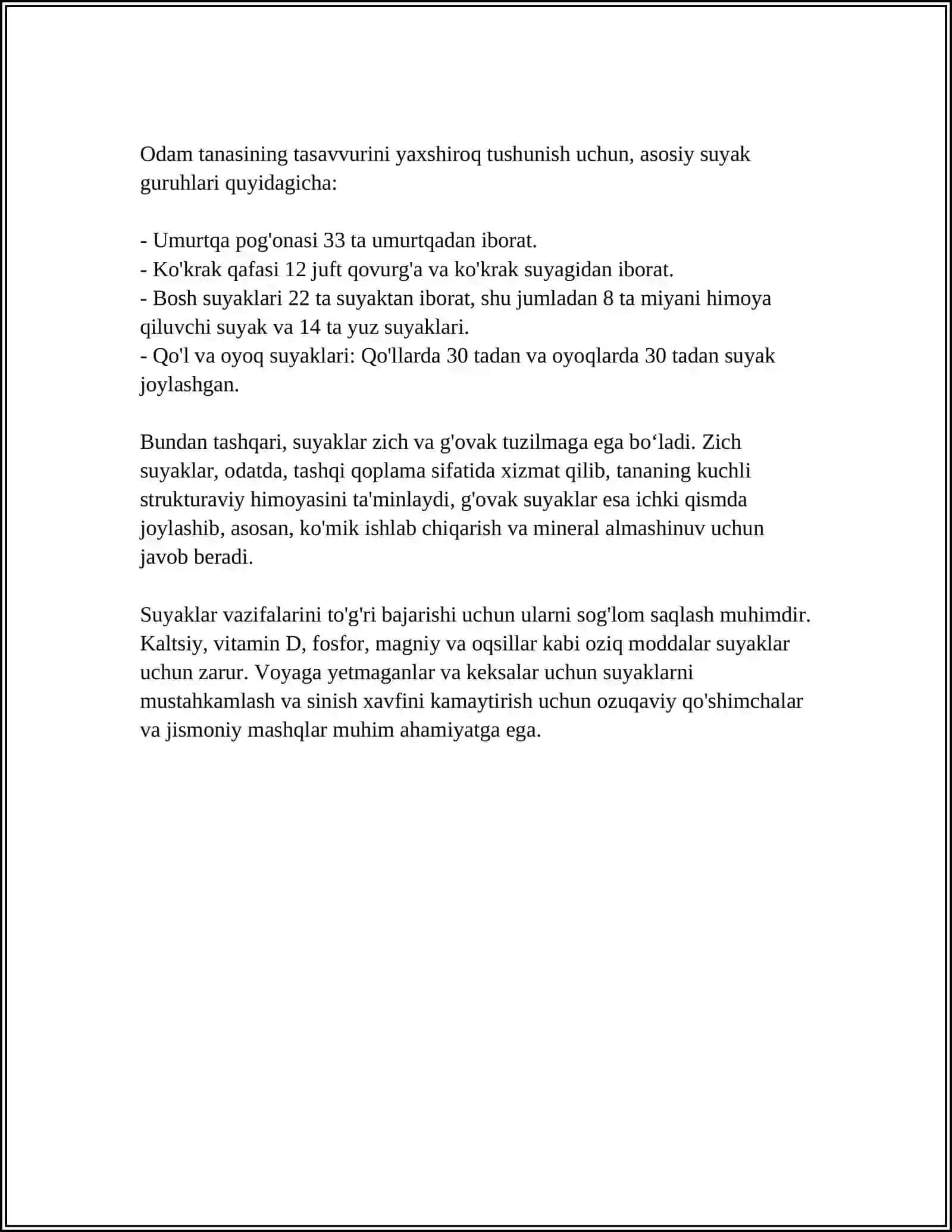 OSTEOLOGIYAGA KIRISH SUYAKLARNING TUZILISHI ULARNING YOSHGA DOIR XUSUSIYATLARI 4