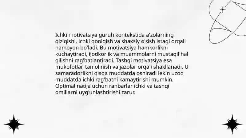 Guruh a'zolarini rag'batlantirish. Motivatsiya nazariyalari 4