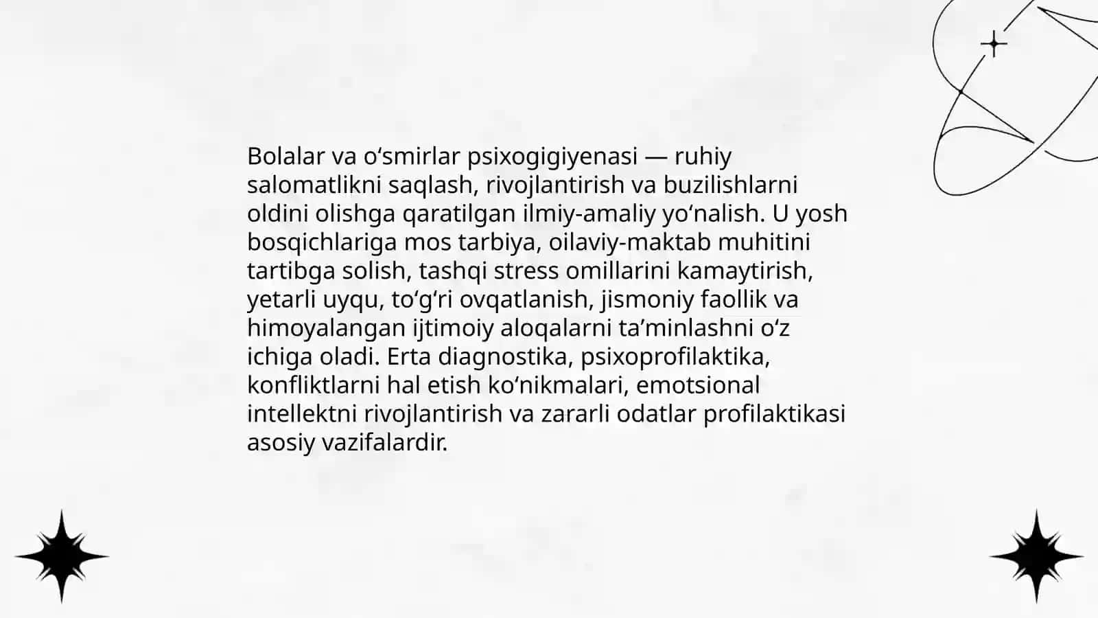Psixogigiyenaning asosiy boʻlimlari 4