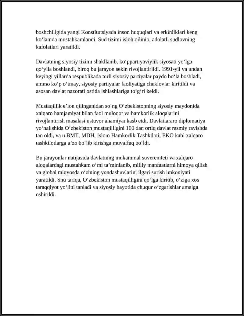 O‘ZBEKISTONNING O‘ZIGA XOS ISTIQLOL VA TARAQQIYOT YO‘LI 4