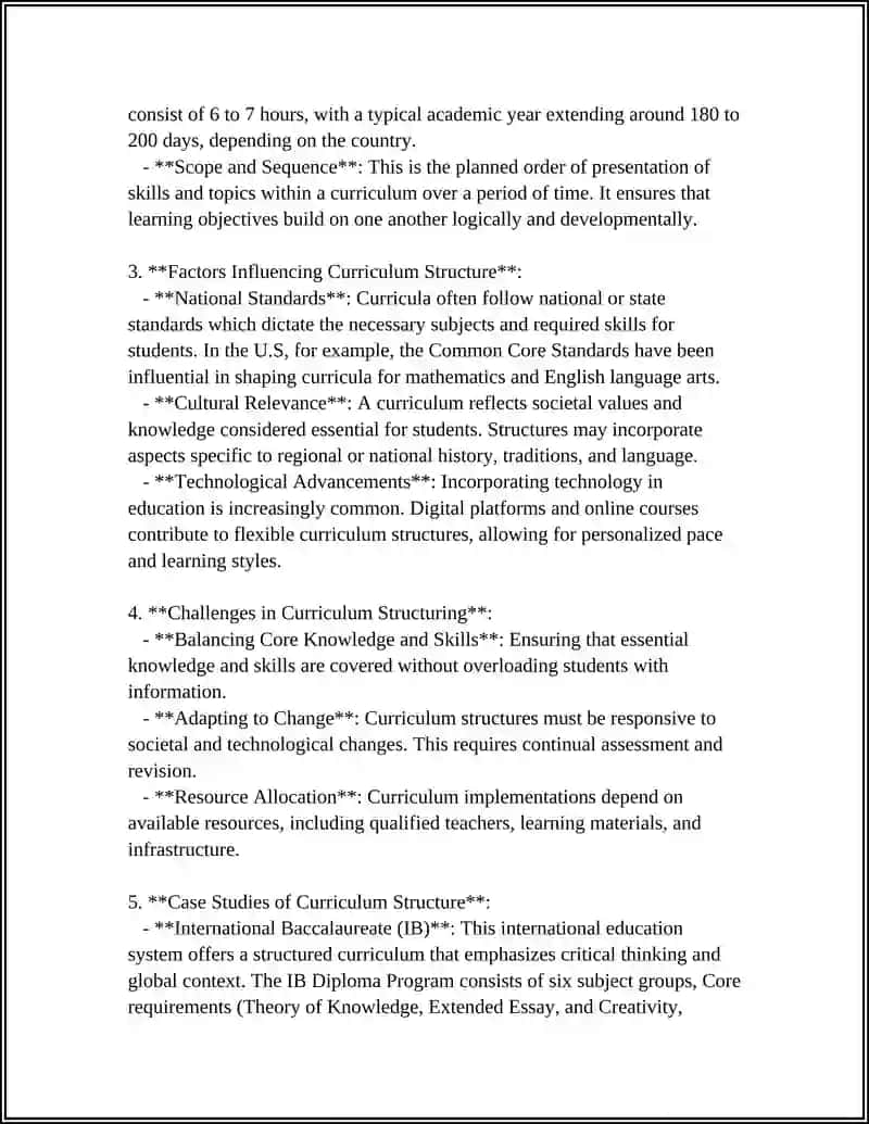 Curriculum Structures 4