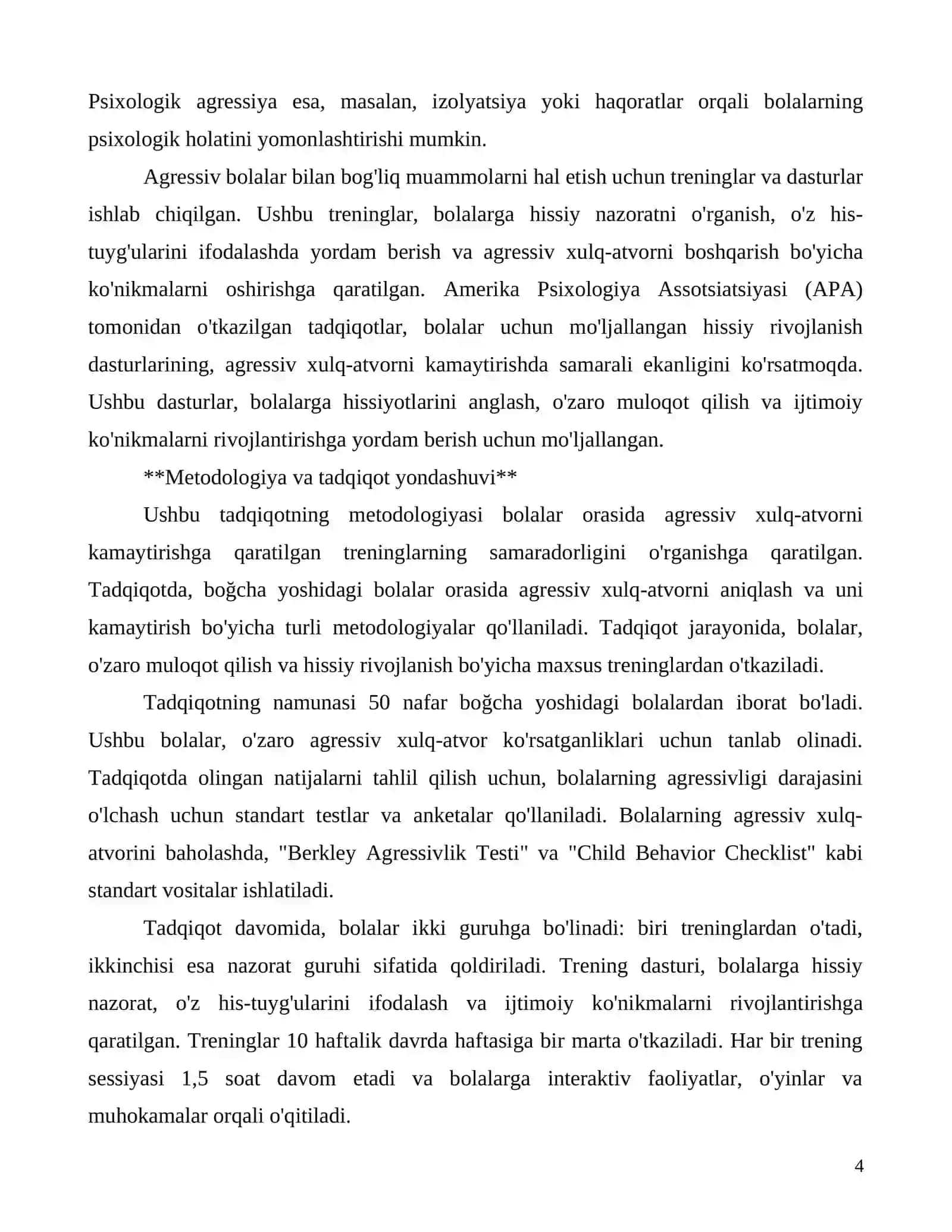 Boğcha yoshidagi agressiv bolalarda treninglarning ahamiyati 4