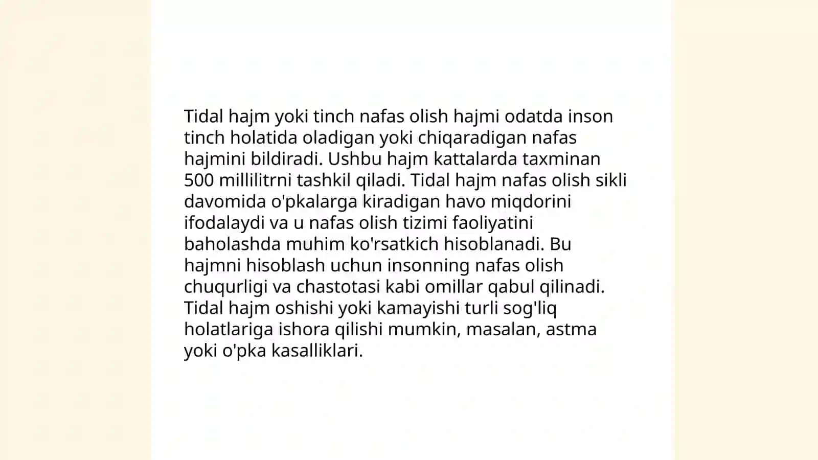 O'pkaning tiriklik sig'imining kamponetlorini tinch holatda va jismoniy ishdan keyin aniqlash 4