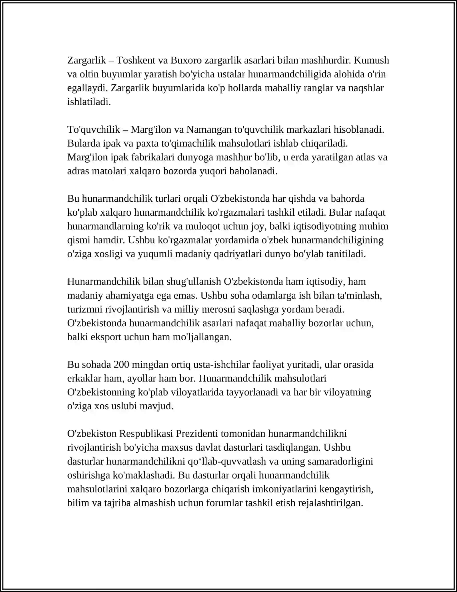 O'ZBEKISTONDA RESPUBLIKASIDA MILLIY HUNARMANDCHILIK MARKAZLARI 4