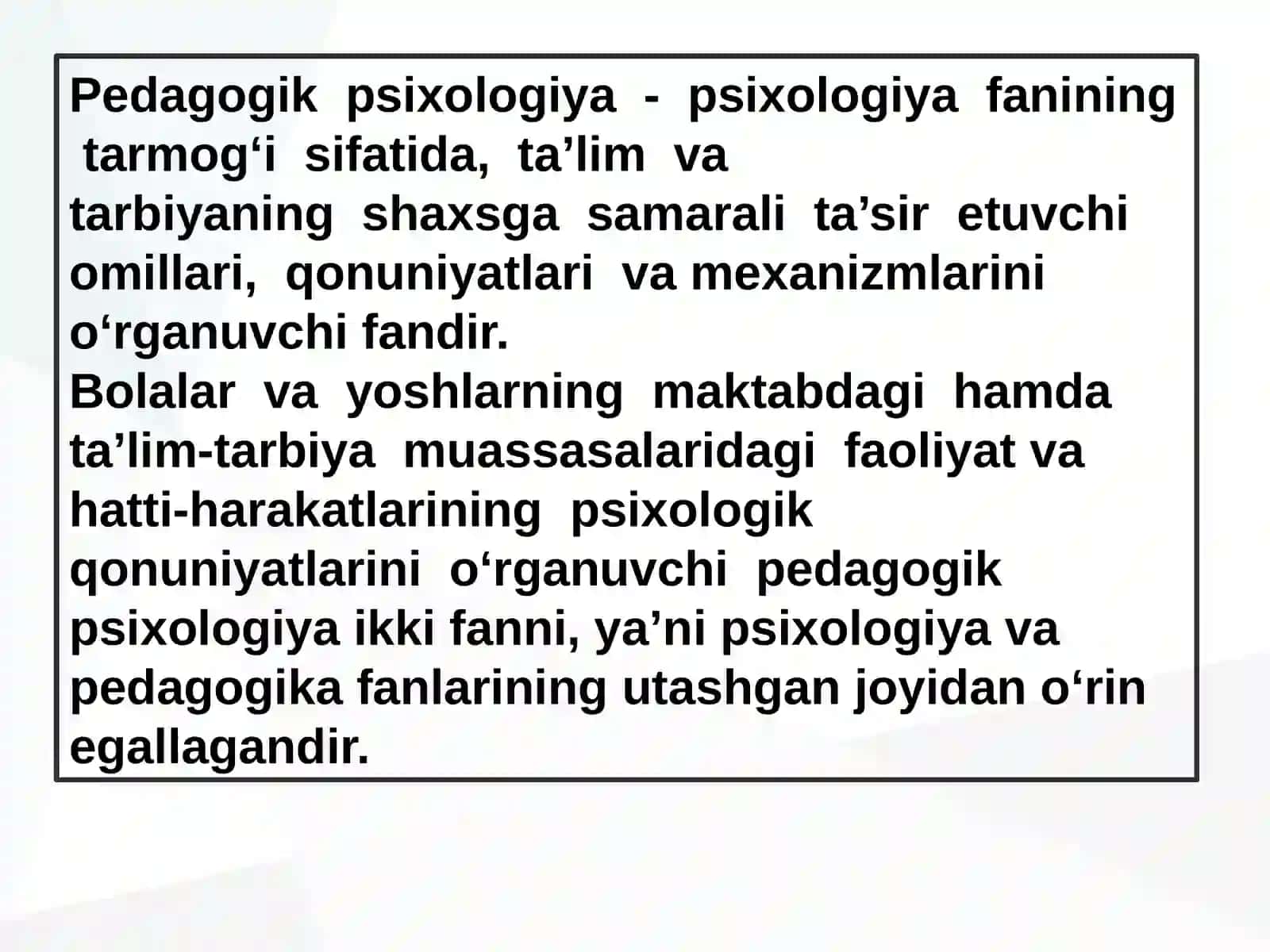 Pedagogik psixologiya: predmet, tuzilma, muammolari 4