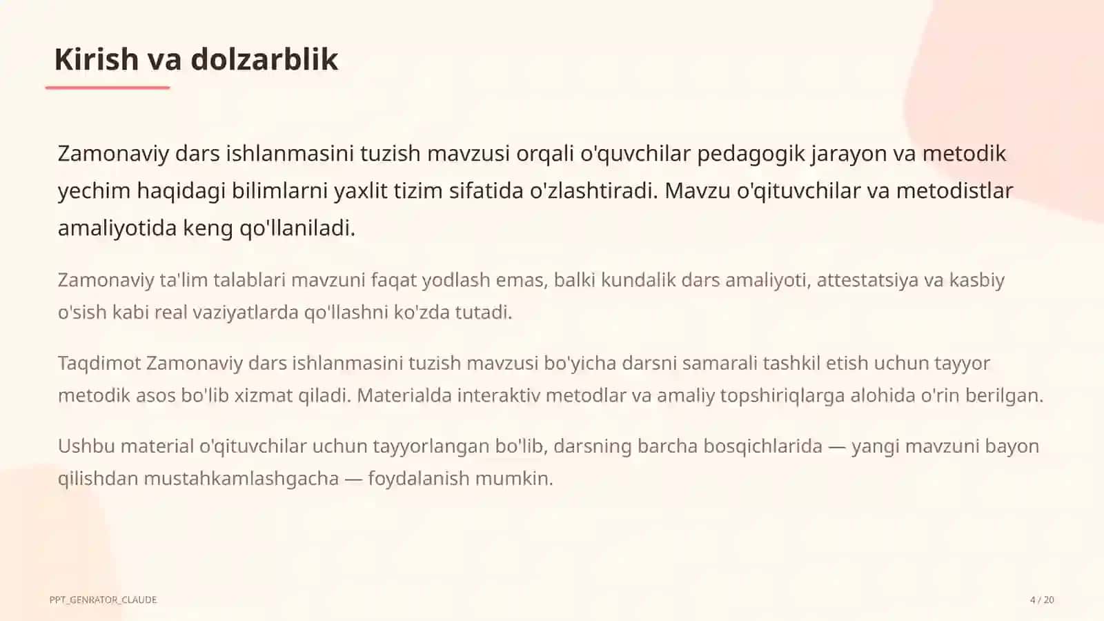 Zamonaviy dars ishlanmasini tuzish 4