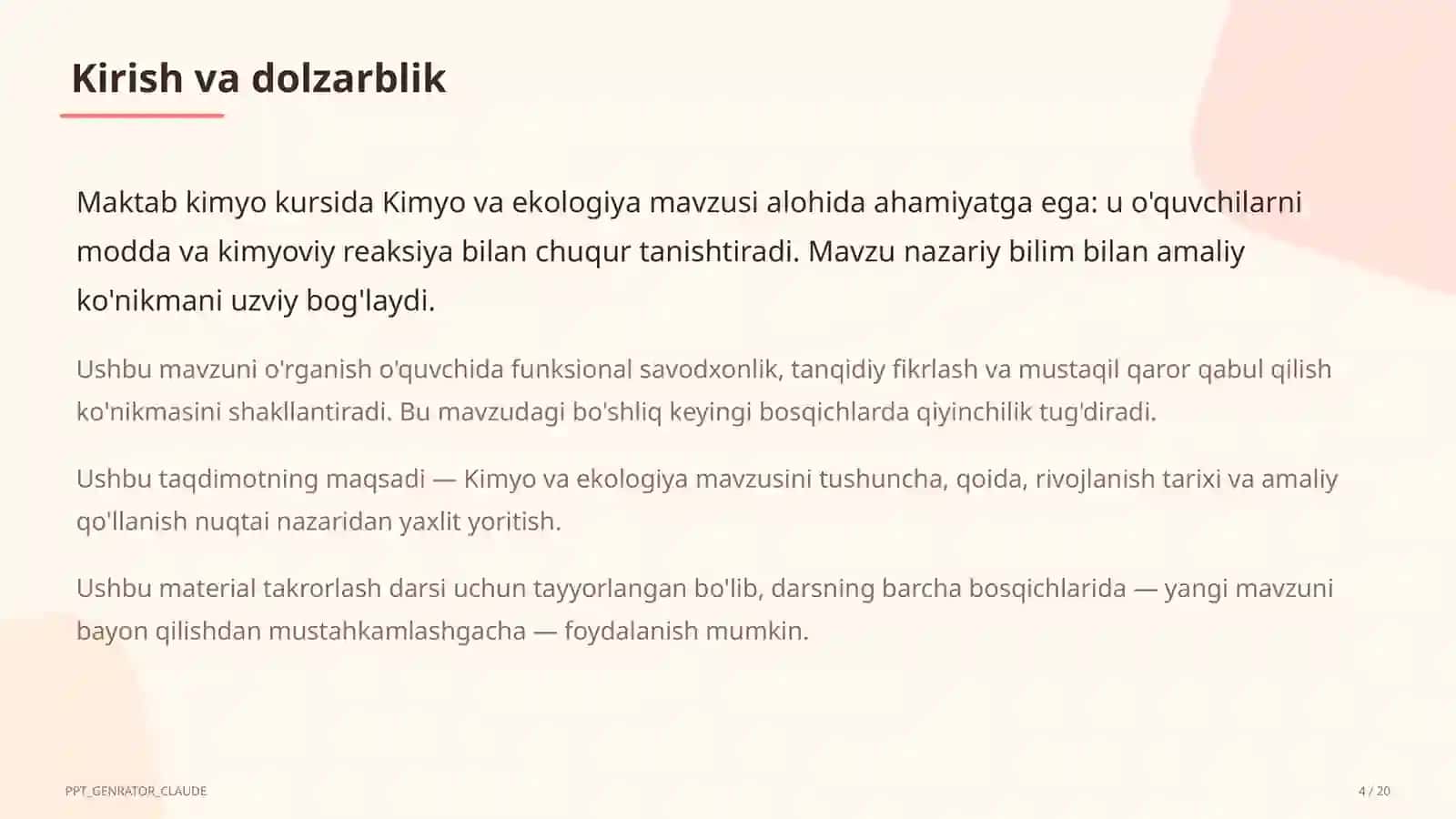 Kimyo va ekologiya (11-sinf) 4
