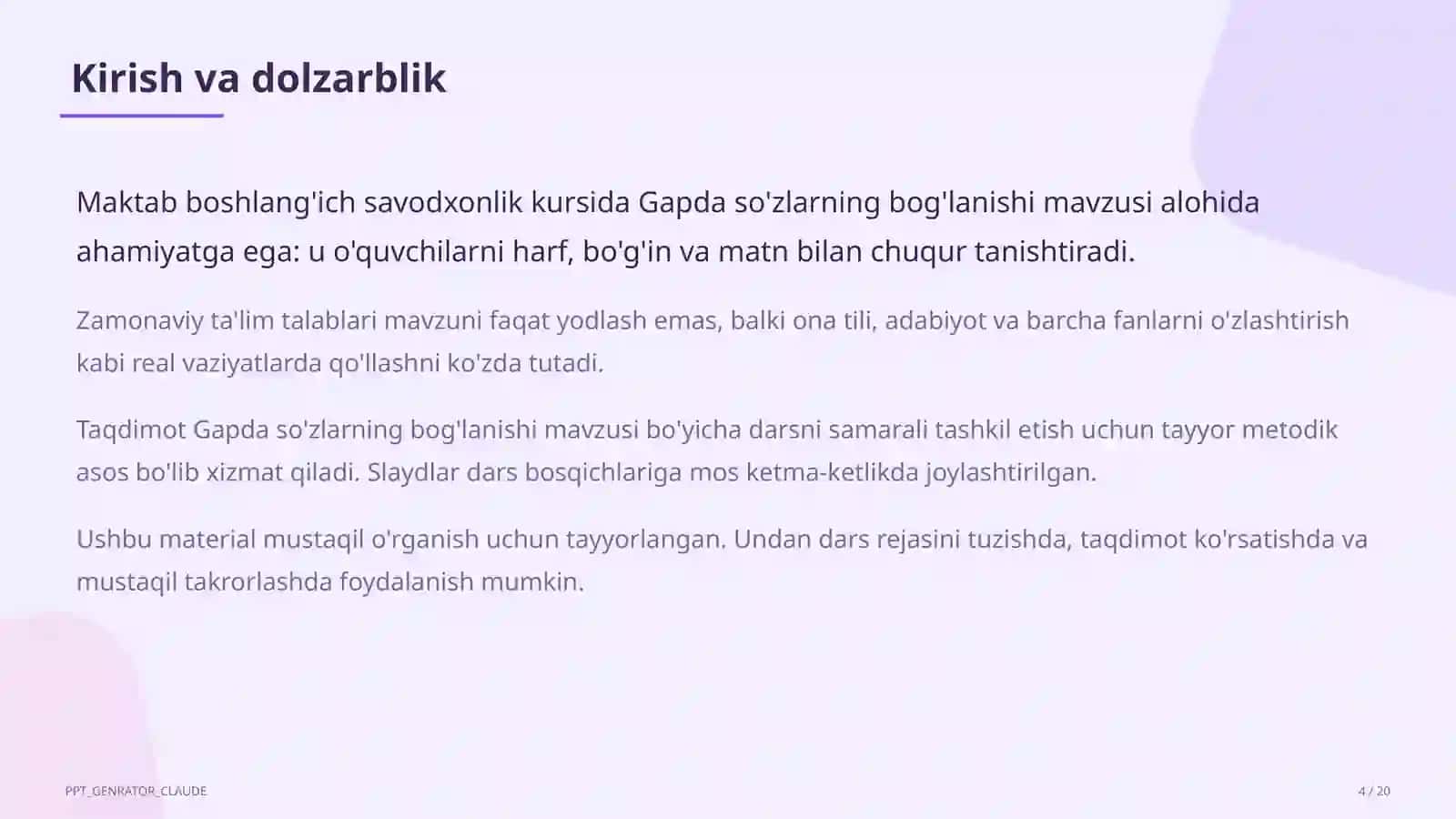 Gapda so'zlarning bog'lanishi (2-sinf) 4