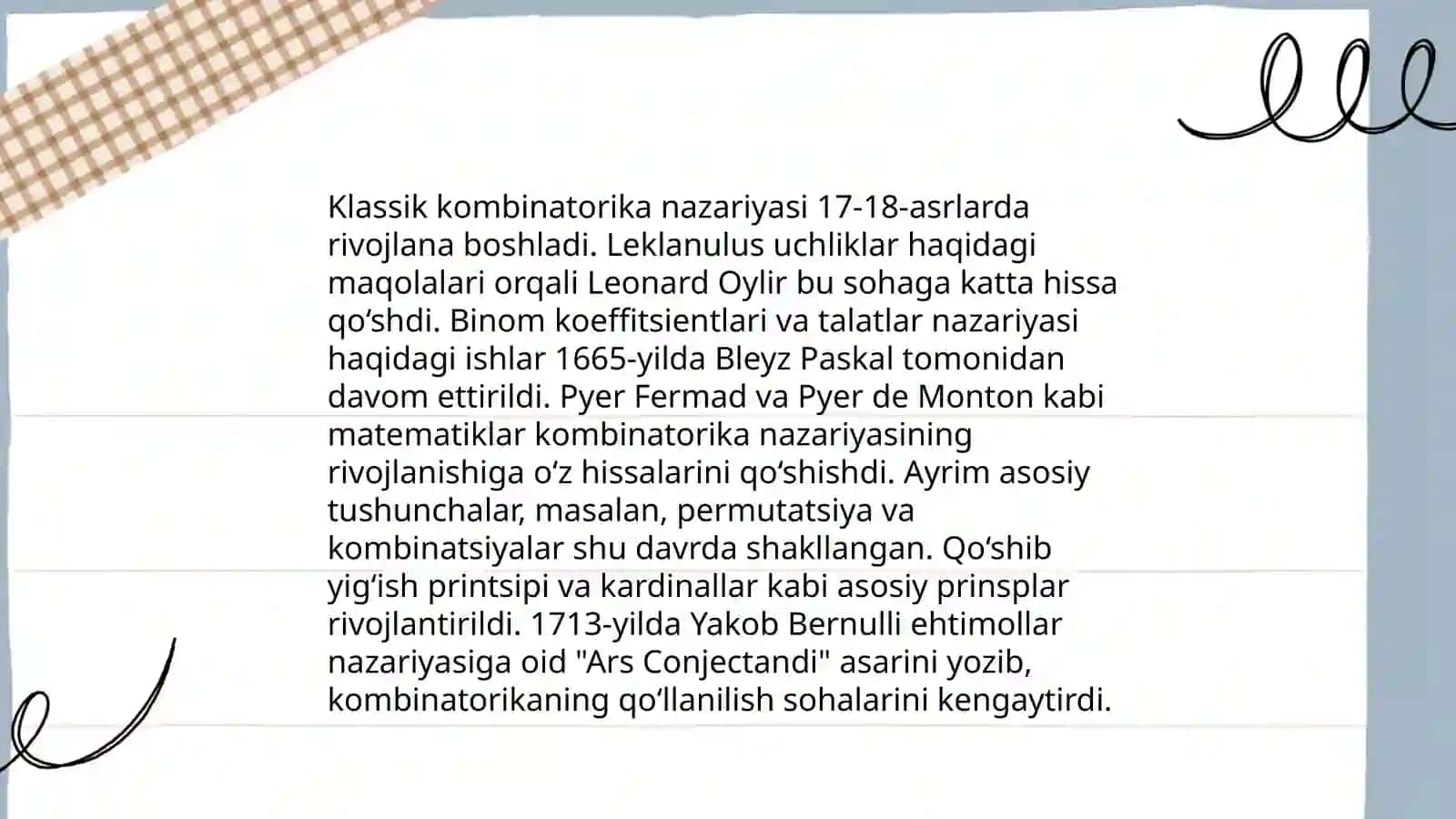 Kombinatorika fani rivojlanish tarixi 4
