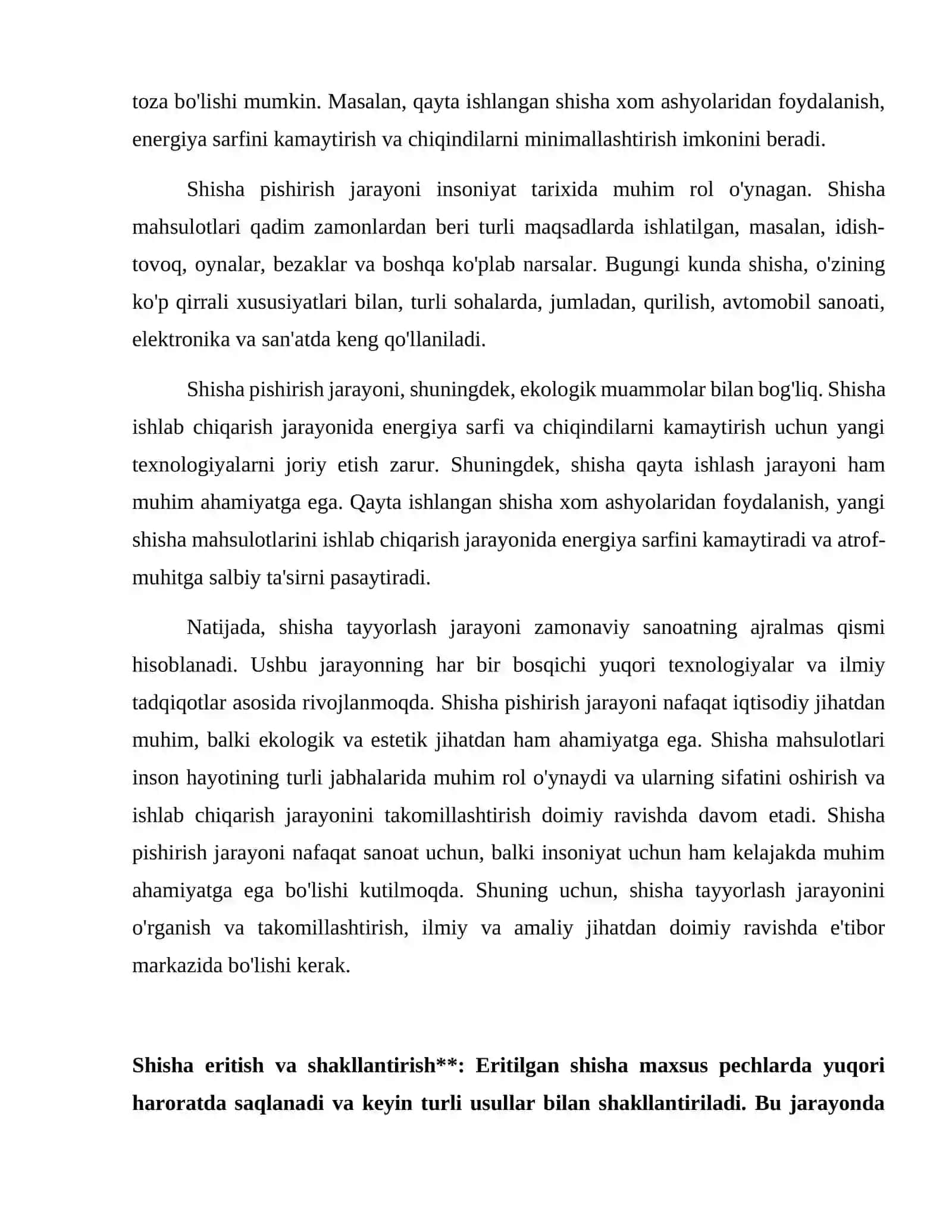Shisha pishirishdaagi jarayonlar 4