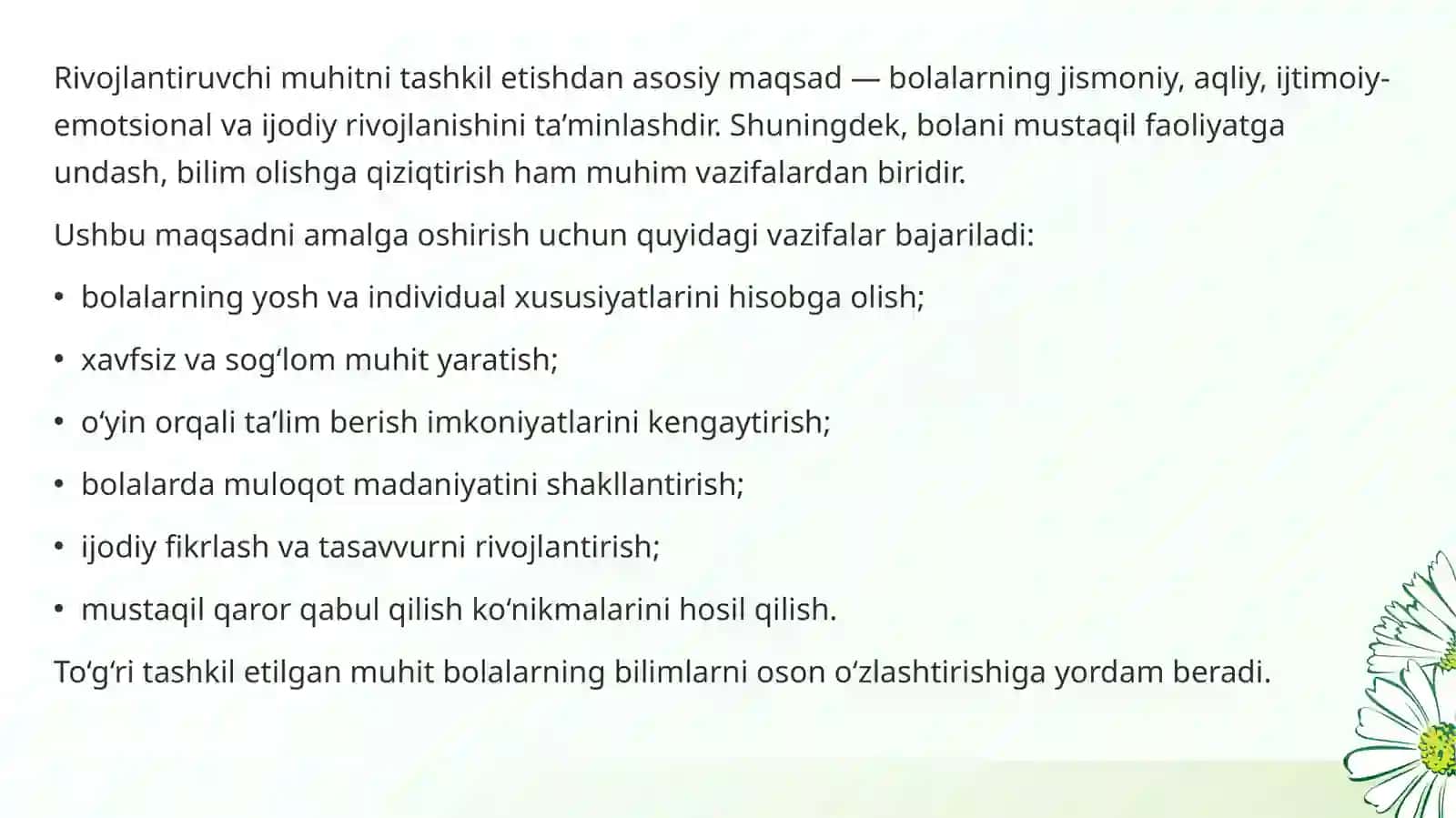 Guruh yoshi nisbatida rivojlantiruvchi muhitni tashkil etish 4