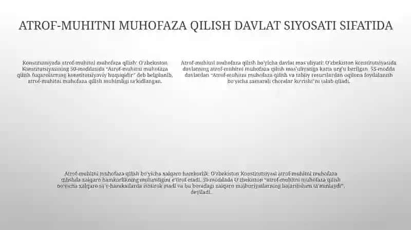 Konstitutsiyaning 50- Moddasi Tabiantni Muhofaza Qilish 4