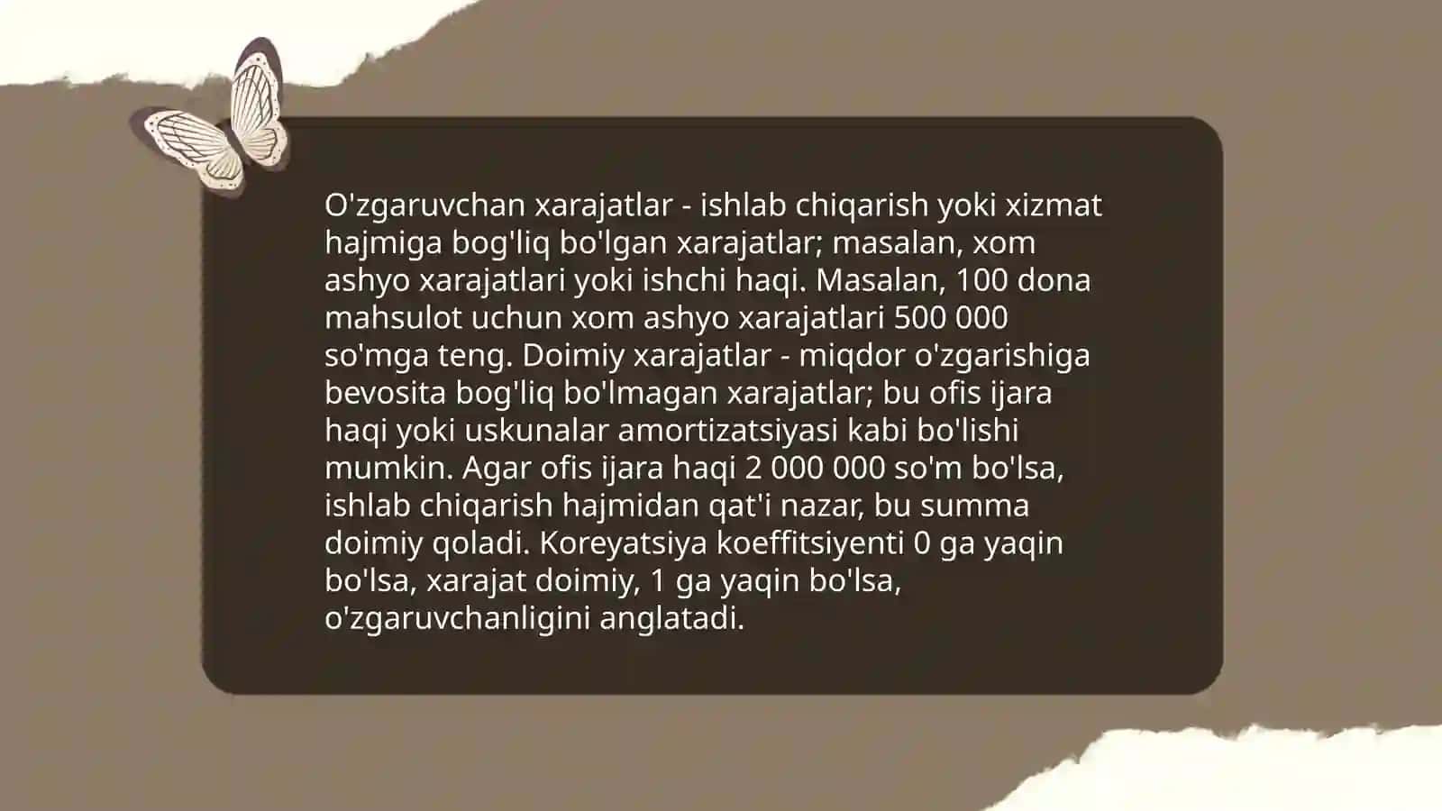 Mahsulot ishlab chiqarish xarajatlari turlari 4