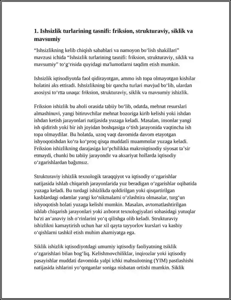 ISHSIZLIKNING KELIB CHIQISH SABABLARI VA NAMOYON BO‘LISH SHAKILARI 4