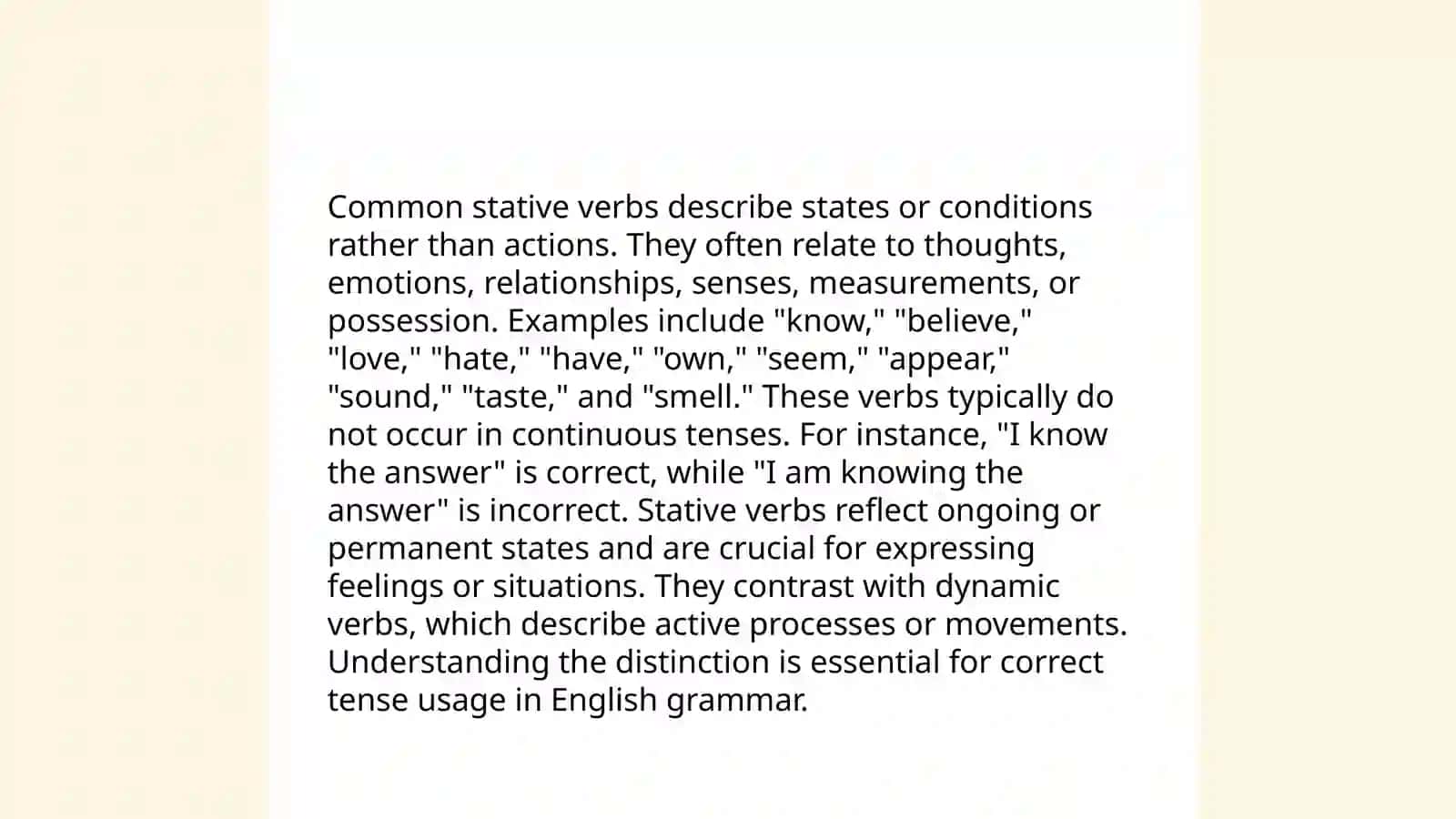 Stative verbs and linking words 4