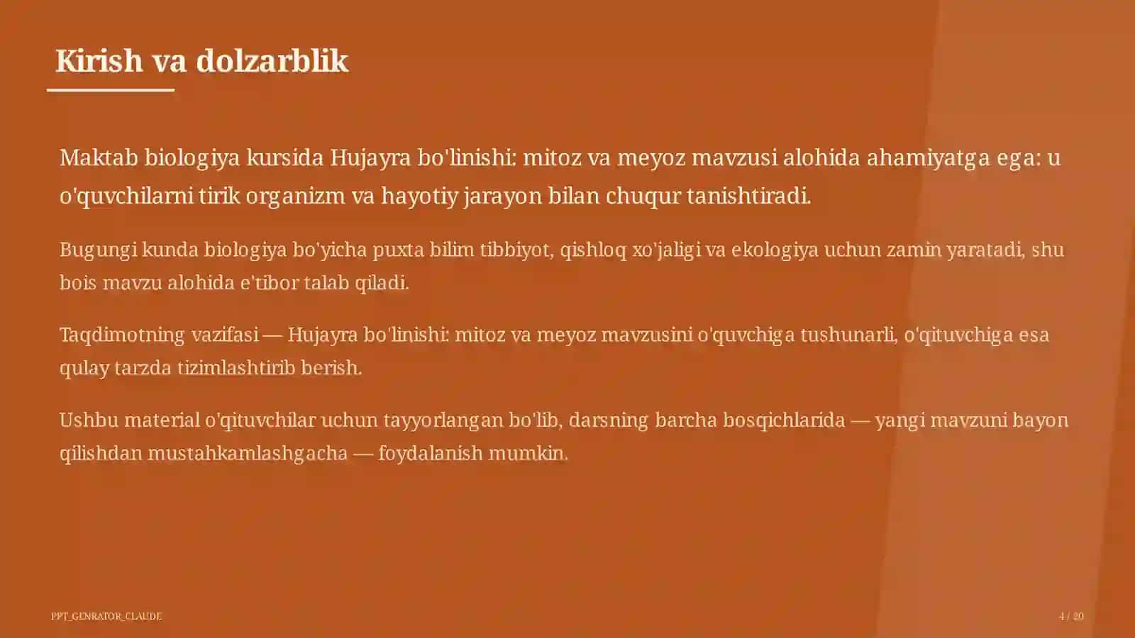 Hujayra bo'linishi: mitoz va meyoz (9-sinf) 4
