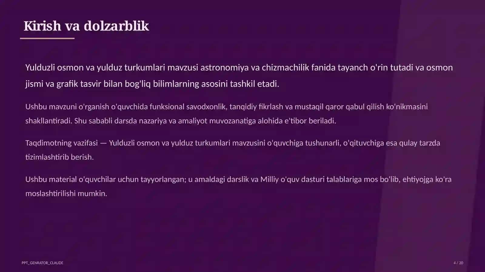 Astronomiya va chizmachilik (8–11) — o'quvchilar uchun 4