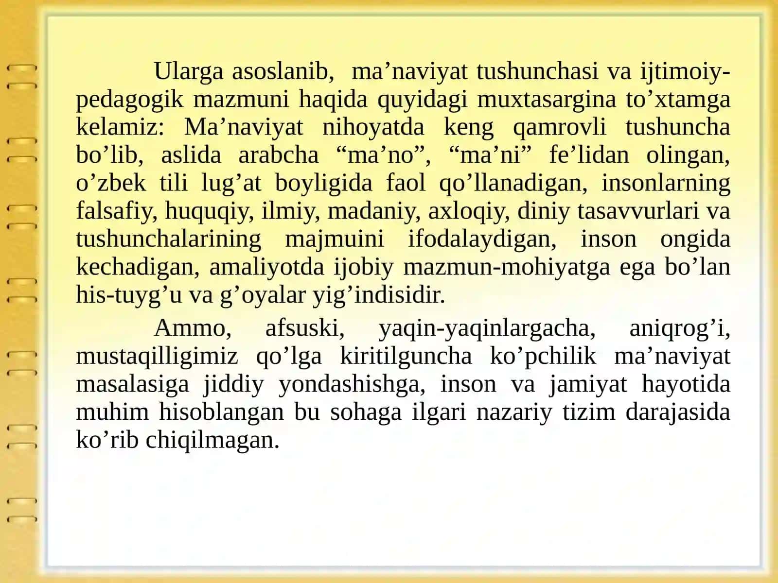 Prezident I.A. Karimov ma'naviyat va ma'rifatni yuksaltirish haqida 4
